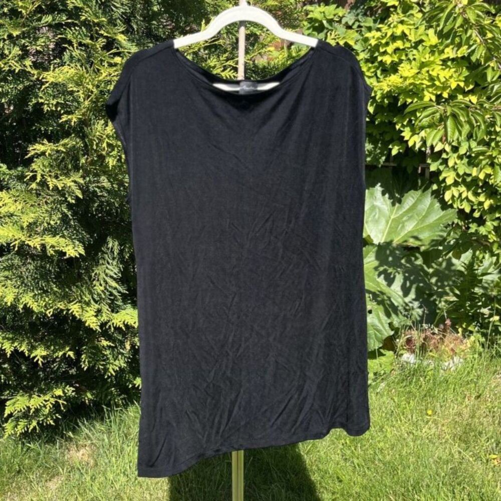 Chico's Travelers Cap Sleeve Tunic Top Large Black